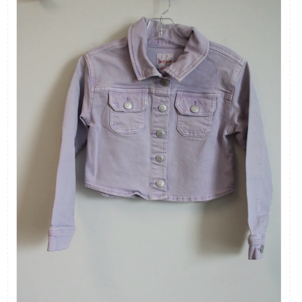 Cat & Jack Lavender lilac purple denim button down jacket sz Large 10/12 Girls